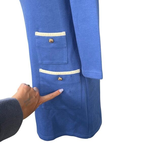 Tuckernuck Francoise Mod Mini Dress Gold Lion Buttons Bailene Blue Size XXS - Picture 7 of 8